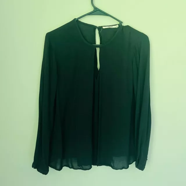 J Brand Salinas Flyaway Front Blouse in Black SZ S