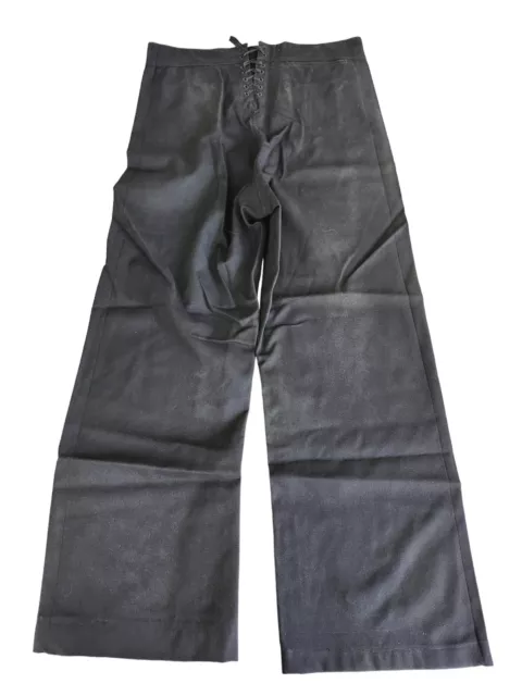 VINTAGE US NAVY Crackerjack Pants 13 Button Wide Leg PANT black Wool 35 ...