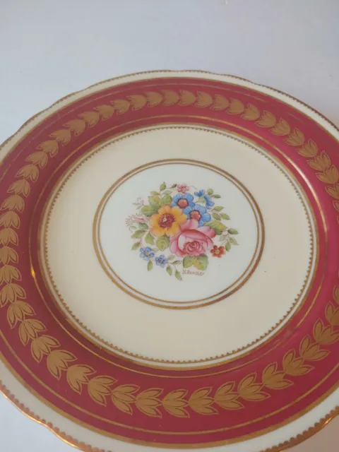 Aynsley Signed G. Bentley Lunch Plate  Gold Trim GORGEOUS  8" Gold trim