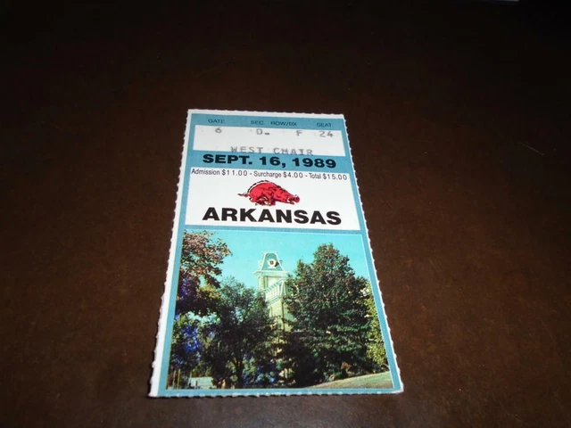 1989 Tulsa  At Arkansas College Football Ticket Stub