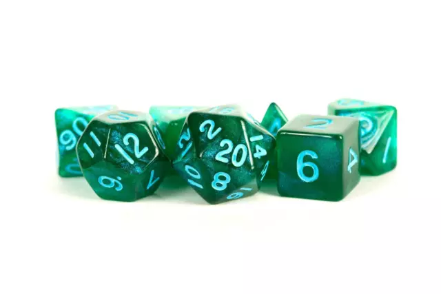 Metallic Dice Games Green Stardust Resin Dice with Blue Numbers 16mm (US IMPORT)