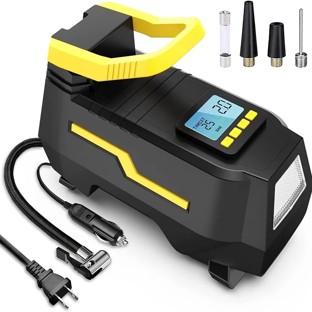 Portable AC/DC 2-in-1 Tire Inflator Electric Bike Pump-Air Compressor