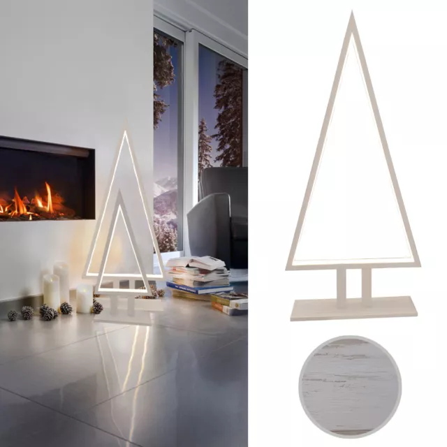 Lámpara de Mesa LED Árbol Navidad Silueta Suelo Pino Sompex Madera Blanco 65cm