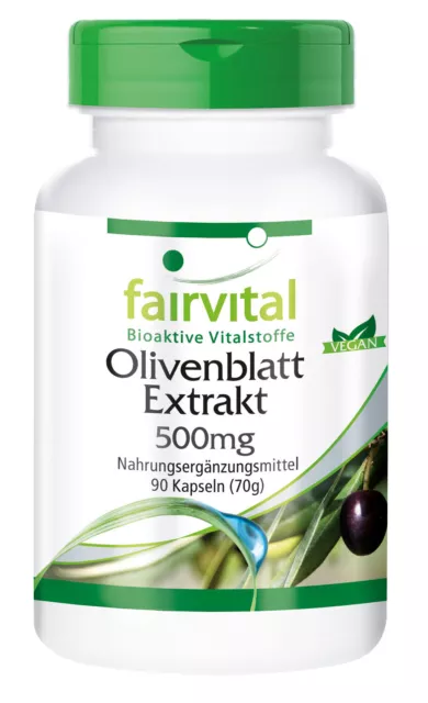 Olivenblatt Extrakt 500 mg - 90 Kapseln 20 % Oleuropein - VEGAN | fairvital