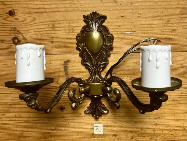 Vintage Brass French Rococo Style Double Wall Lamp Light Candle Sconce Retro Z