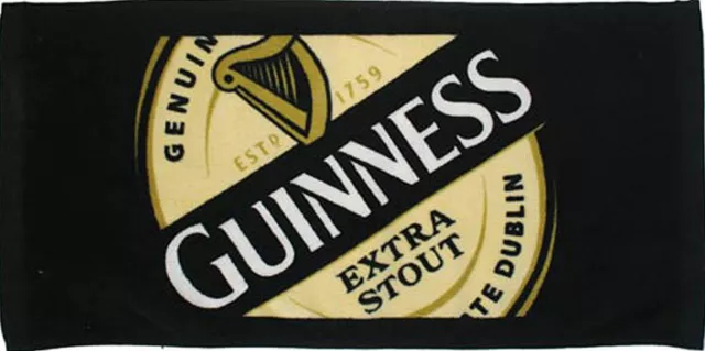 Guinness Label Coton Barre Serviette 525mm x 250mm sous Licence