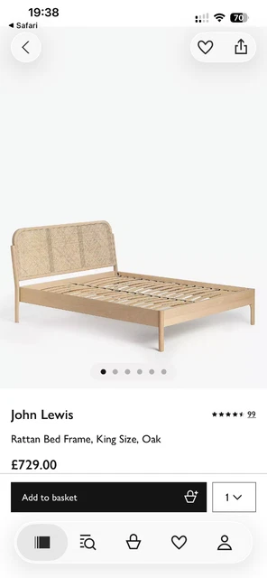 JOHN LEWIS RATTAN Bed Frame, King Size, Oak £566.68 - PicClick UK
