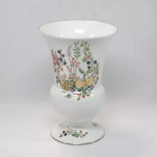 Aynsley Somerset Urnenvase 8 Zoll feiner Knochen China weiß blumig Früchte Design