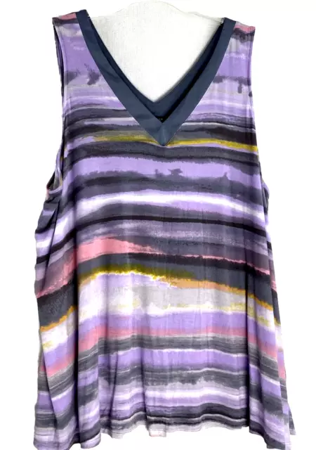 Simply Vera Vera Wang Womens Multicolor Stripe  Tank Top  V-neck  XL CAREER