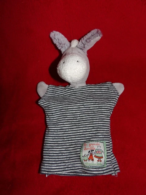 Doudou Marionnette Moulin Roty Ane Gris Rayé La Grande Famille