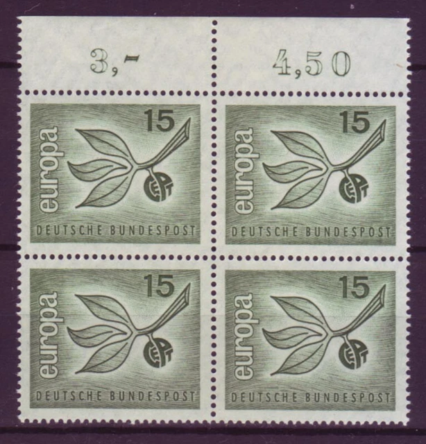 Bund 483 mit Oberrand 4er Block Europa 15 Pf postfrisch