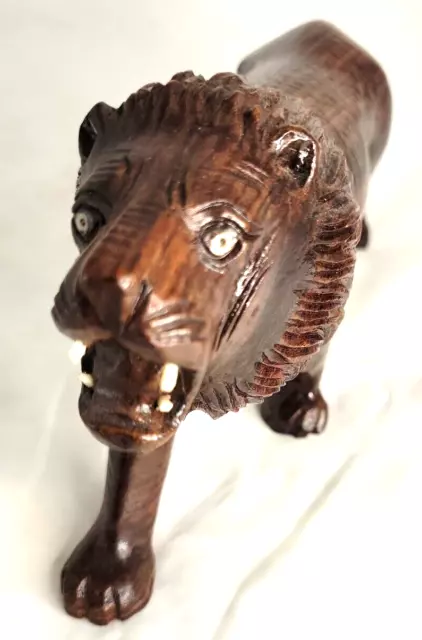 Lion Carved Wood Carving Antique Wooden hand Vintage figurine Sculpture Folk Art