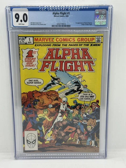Alpha Flight #1 CGC 9.0 White Pgs- 1st Appearance of Puck & Marina. Marvel 1983