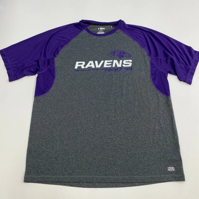 NFL TX3 Cool Active Shirt Mens XL Gray Purple Baltimore Ravens Football Logo