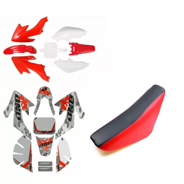 Red Plastics Fender Kit Seat Sticker XR50 CRF50 70/90/110c 125cc Atomik Pit Bike