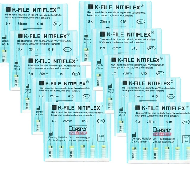 10PK DENTSPLY KFILE Nitiflex 015 NiTi Flexible Endo Root Canal Hand