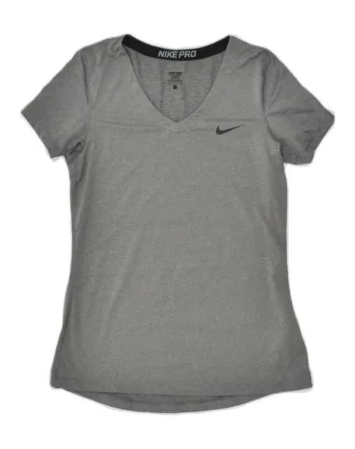 NIKE Womens T-Shirt Top UK 14 Large Grey Polyester FX13