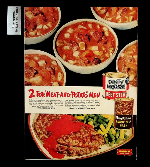 1955 Hormel Good Food Mary Kitchen Roast Beef Dinty Moore Vintage Print Ad 33674