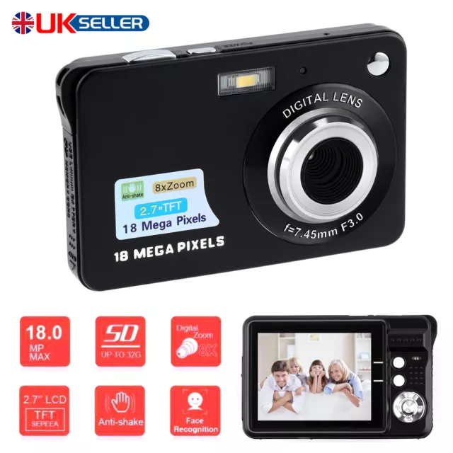 8X Zoom Digital 18MP Camera Full HD 2.7" TFT Camcorder YouTube Vlogging Recorder