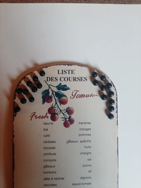 FRENCH metal SHOPPING MEMO LIST COMMISSIONS Plaque Liste de courses tomatoes 2