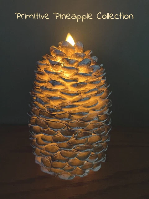 Vela de piña de 6" mecha móvil sin llama Primitive Farmhouse
