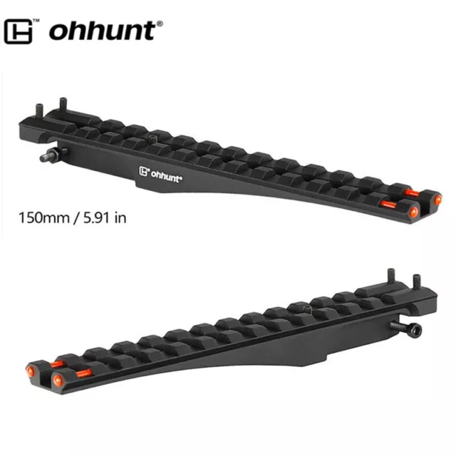 ohhunt Red Fiber Rear Sight Rail Scope Mount Red Dot Adapter Base 20mm Picatinny