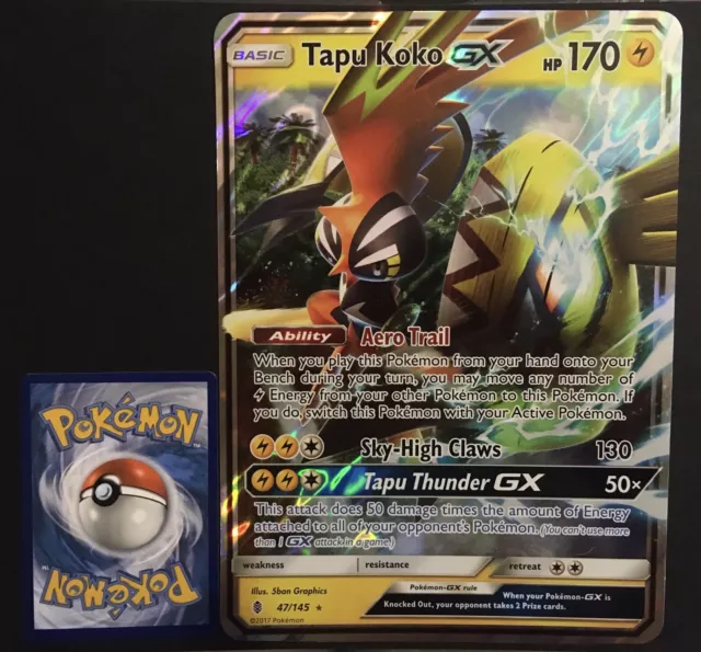 Tapu Koko GX 153/145 Rainbow Secret Rare Pokemon Card Near Mint