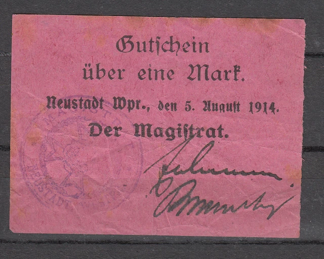 Neustadt - City - 1 Mark - 05.08.1914 - Dießner 260.1e - Frakturdr. Wide