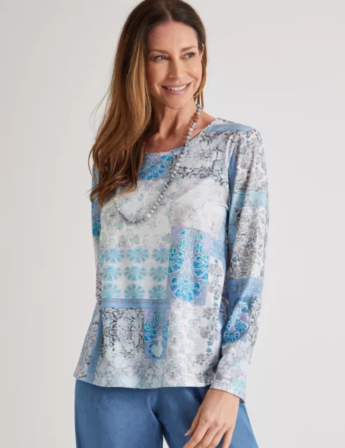 Womens Tops -  Long Sleeve Sublimation Printed Top - MILLERS