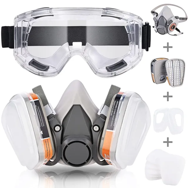 15 in 1 Respirator Mask Half Gas Mask Painting Work Facepiece with Safety Goggle