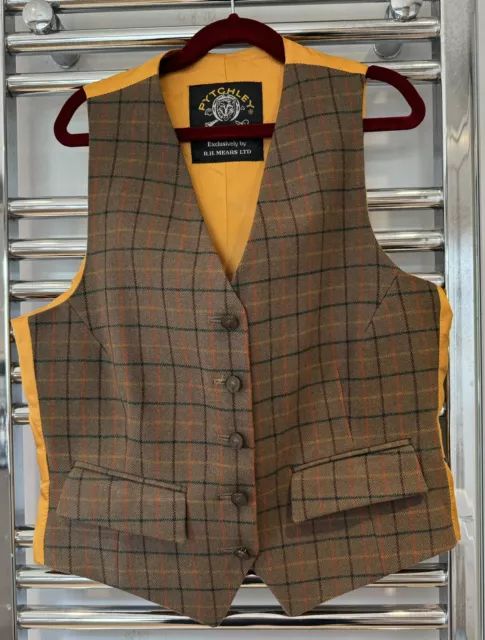 Pytchley R.H. Mears Ltd Wool Show Riding Waistcoat 36” Brown Green Orange