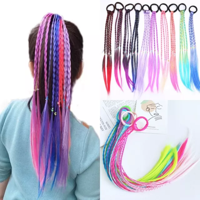 Ponytail Holder Twist Braid Hair Extensions Ring Bright Party Hair Wig Tie UK