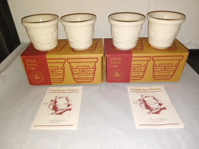 Vintage Longaberger Votive Cups 2 Pack Heirloom Ivory Lot of 2 NEW