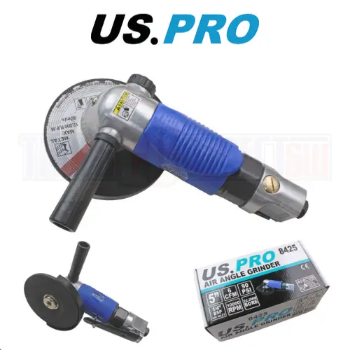 US PRO Tools 5" 125mm Air Angle Grinder Grinding 10,000 RPM & Disc 8425