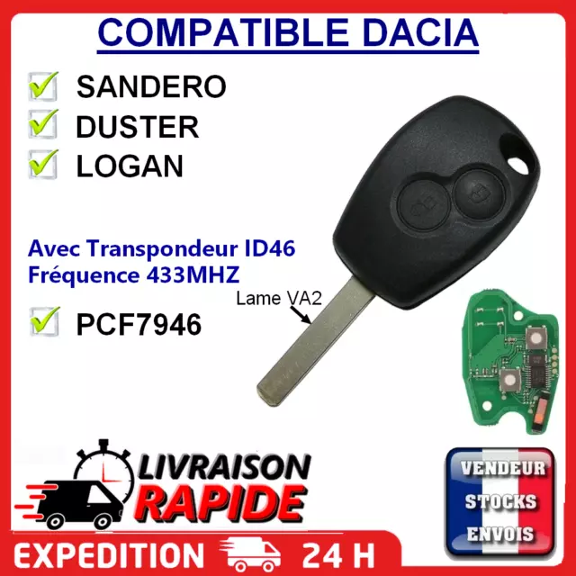 Schlüsselrohling VA2 Mit Elektronisch PCF7946 Kompatibel Dacia Duster Sandero