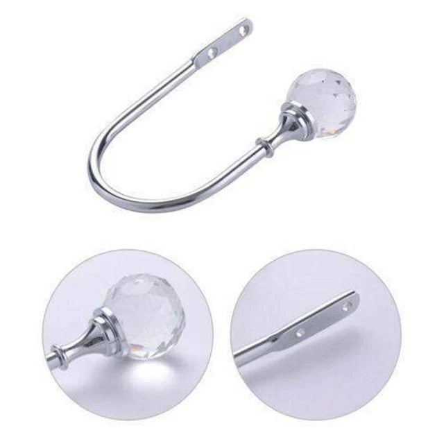 2X Crystal Curtain Holdbacks Wall Tie Backs Hooks Hanger Holder Silver Home