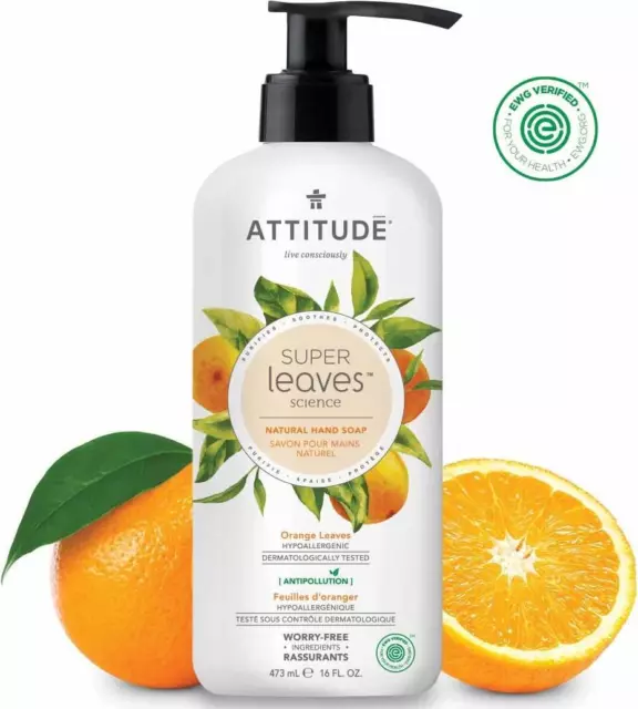 Super Leaves Science  Natural Hand Soap by Attitude, 16 oz Orange Leaves