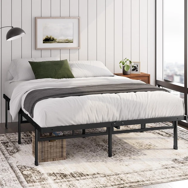 DOUBLE BED FRAME Metal bed frame with Underbed storage and steel slat