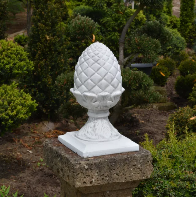 Massif Sculpture en Pierre Décoration de Jardin Pommes Pin Sur Embase fonte