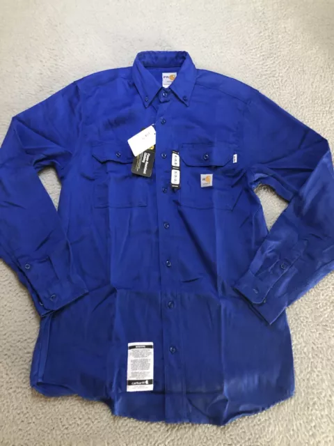 Carhartt Shirt Mens Medium Tall FR Button Down Heavy Flame Resistant Blue NWT