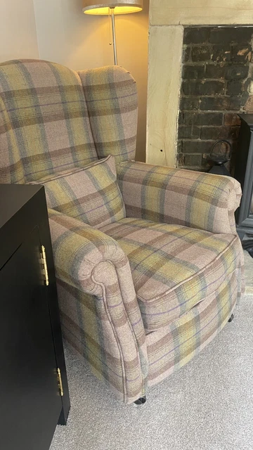 DFS COUNTRY LIVING Loch Leven Gower Olive Plaid Wingback Chair