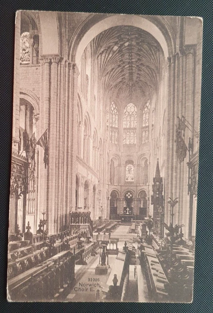 Unveröffentlicht Photochrom Co B&W Postkarte - Norwich Cathedral Chor Ost (b)