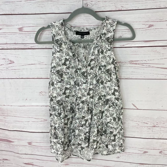 Sanctuary Women's White Floral Print Sleeveless Romy Shell Tank Top Size XS