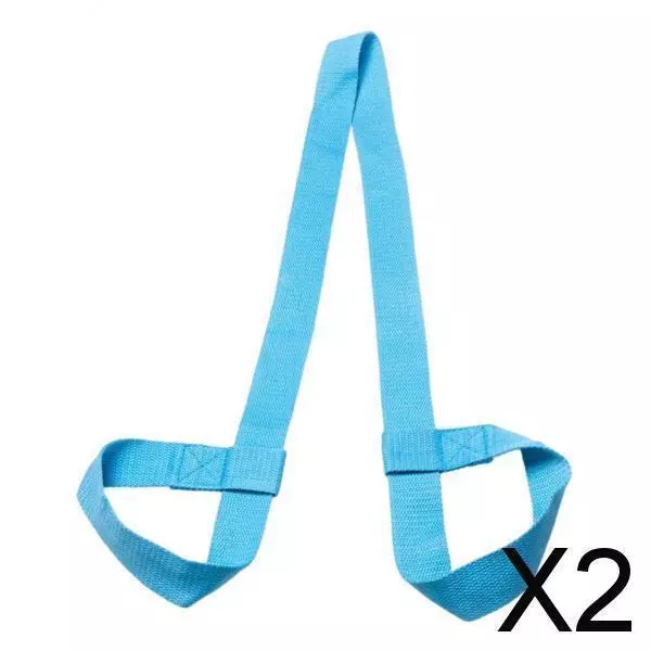 2X Cotton Yoga Mat Strap Pilates Mat Carrier Fitness Stretchy Loop Sky Blue