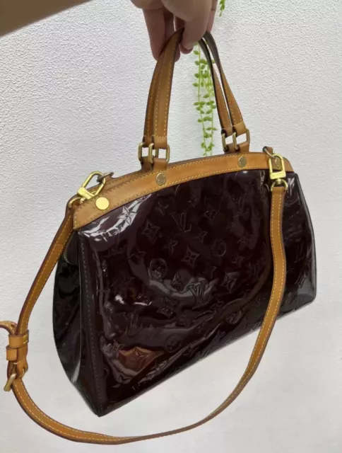 LOUIS VUITTON Brea Shoulder/ Handbag Burgundy verni patent leather Monogram-MINT 2