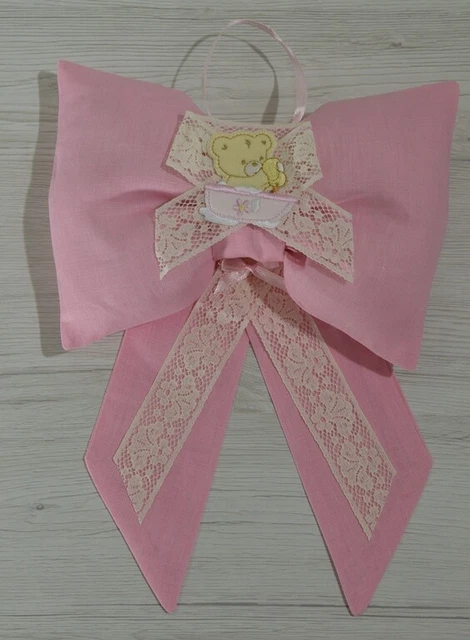 Fiocco Per Nascita Artigianale E Personalizzabile Colore Rosa Art Clarissa
