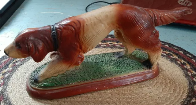 Vintage Chalkware Hunting Dog Statue by DelCraft LTD Winnipeg 12" Long Mantle