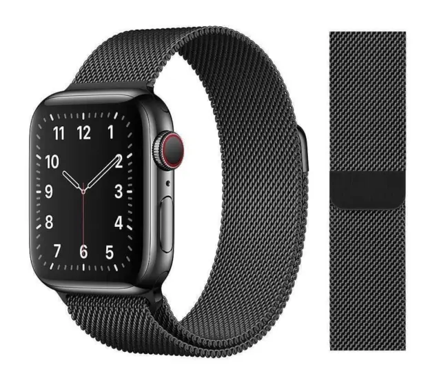 Original Apple Milanese Loop Armband 38/40/41mm MTU12ZM/A Space Black Sehr Gut