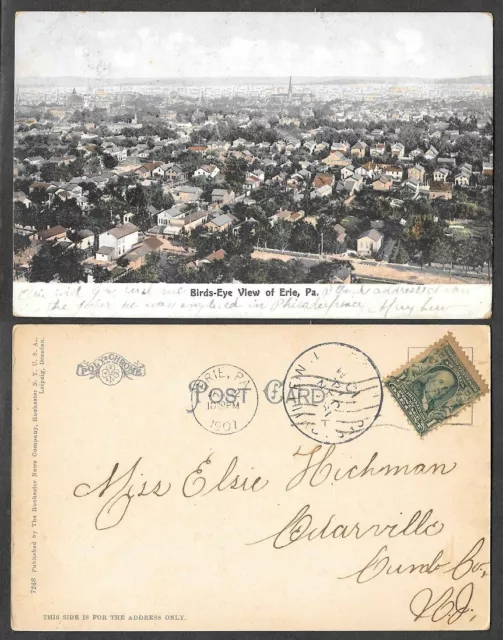 1907 Pennsylvania Postcard - Erie - Birds-Eye View - Poly-Chrome