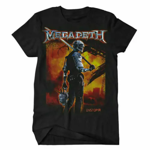 Unisex Megadeth Dystopia T-Shirt Vintage Short Sleeve Black Cotton Tee S-2345XL